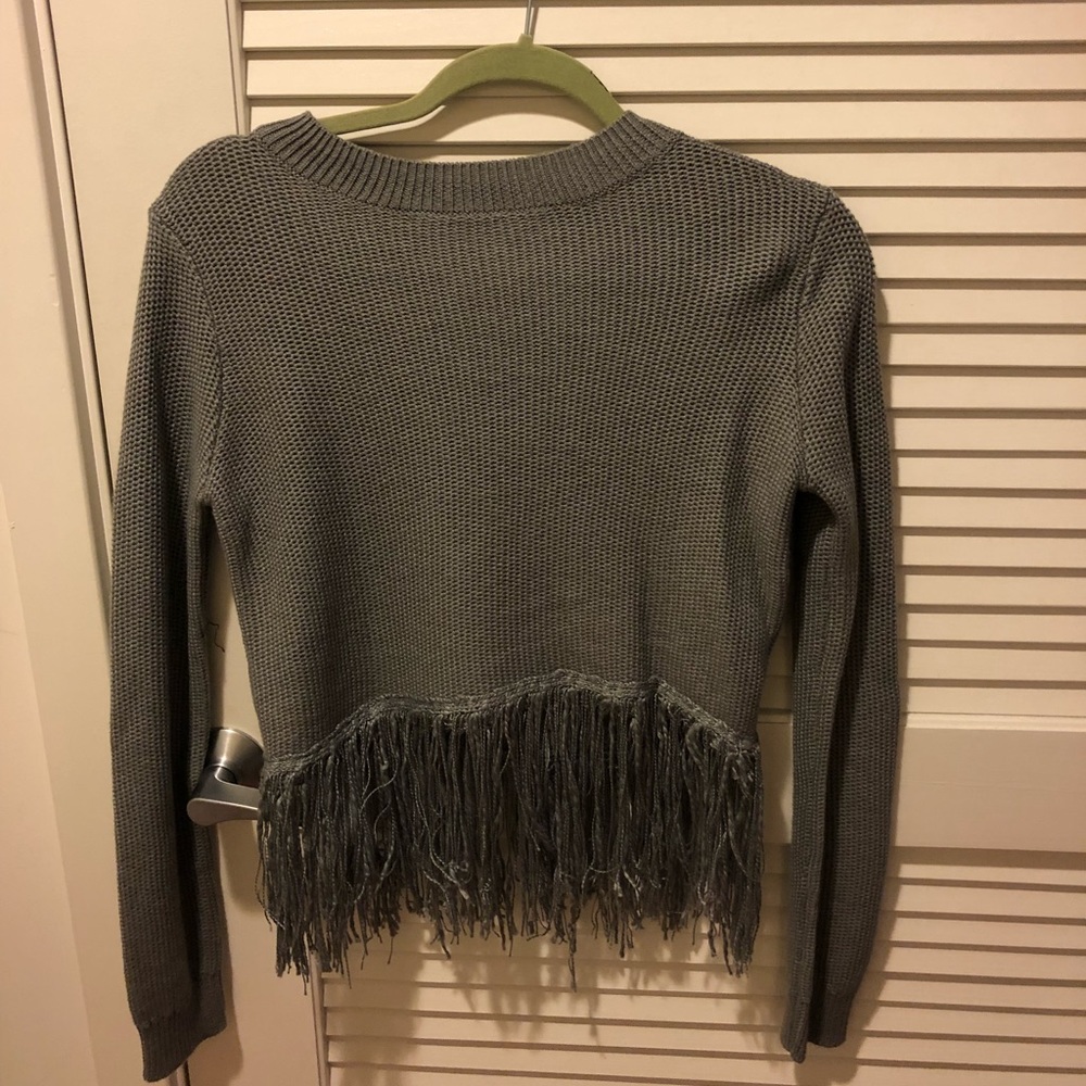 Endless Rose Fringe gray sweater